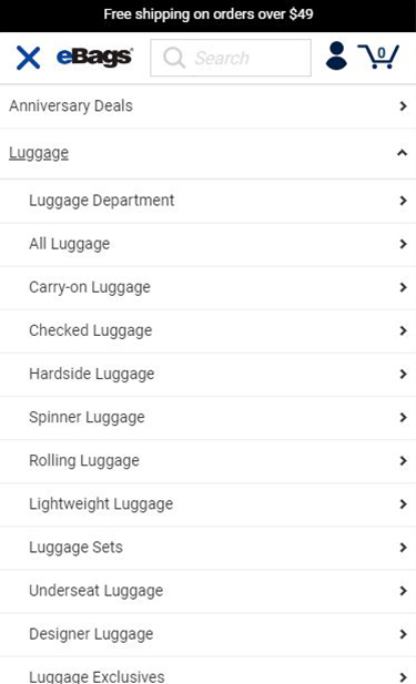 5 – Old Mobile Menu Open